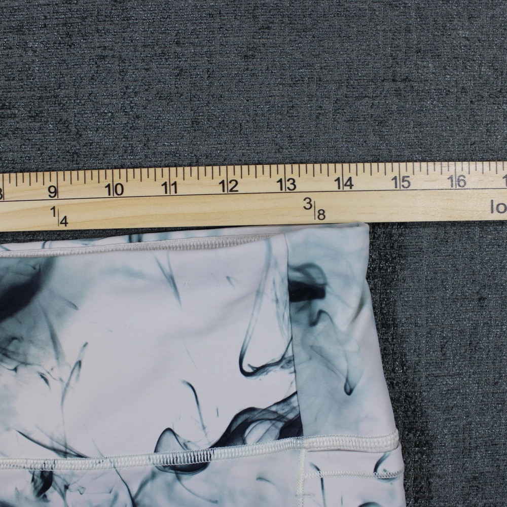 CALIA Womens White Black Smoke Marble Print Bike Shorts High Rise Pockets Large - Picture 6 of 9